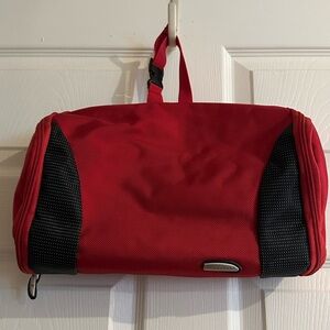 Travelon Red and Black Toiletry Bag with Durable Design